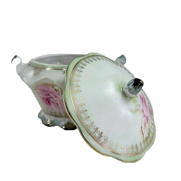 Antique Hand Painted Nippon Porcelain Trinket/ Lidded Bowl- Mint Late1890s-1900s - Picture 4 of 7